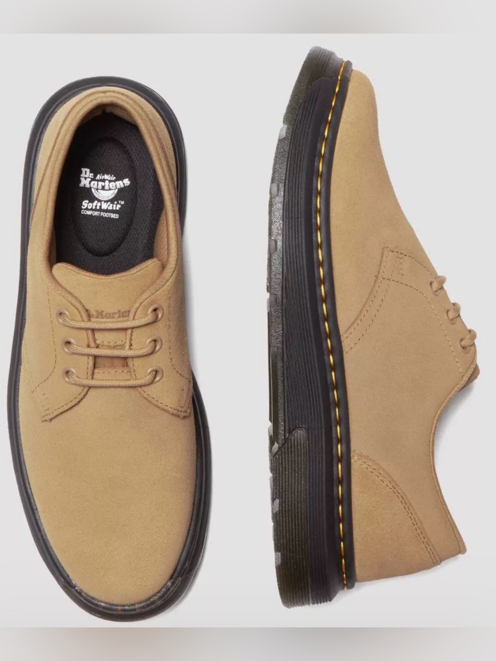 DR MARTENS CREWSON LO SUEDE CASUAL SHOES TAN $170 NEW WOMENS 8 MENS 7